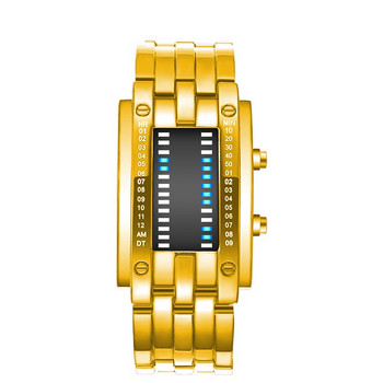 Επιχειρηματίες από ανοξείδωτο ατσάλι Μπλε δυαδικό φωτεινό LED ηλεκτρονικό ρολόι Οθόνες αδιάβροχης μόδας Γυναικείο ρολόι Led Reloj Hombre