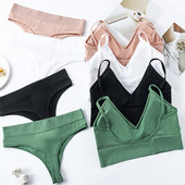 Qisin French seljataga Push Up aluspesukomplekt Naistele Seksikas õmblusteta Bralette naistepesu Pehme Tank Crop Top spordirinnahoidja komplekt