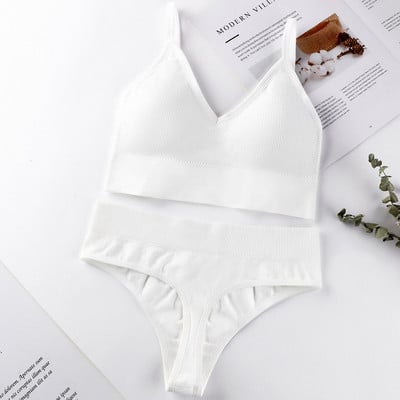 Qisin French seljataga Push Up aluspesukomplekt Naistele Seksikas õmblusteta Bralette naistepesu Pehme Tank Crop Top spordirinnahoidja komplekt