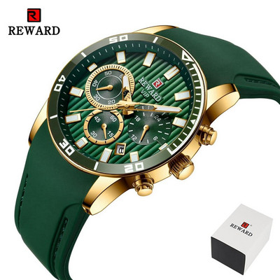 REWARD vīriešu pulksteņi Top zīmola luksusa hronogrāfs zaļš vīriešu silikona ūdensizturīgs datums sporta rokas pulkstenis vīriešu vīriešu pulkstenis.
