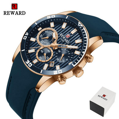 REWARD vīriešu pulksteņi Top zīmola luksusa hronogrāfs zaļš vīriešu silikona ūdensizturīgs datums sporta rokas pulkstenis vīriešu vīriešu pulkstenis.