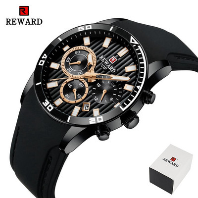 REWARD vīriešu pulksteņi Top zīmola luksusa hronogrāfs zaļš vīriešu silikona ūdensizturīgs datums sporta rokas pulkstenis vīriešu vīriešu pulkstenis.