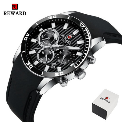 REWARD vīriešu pulksteņi Top zīmola luksusa hronogrāfs zaļš vīriešu silikona ūdensizturīgs datums sporta rokas pulkstenis vīriešu vīriešu pulkstenis.