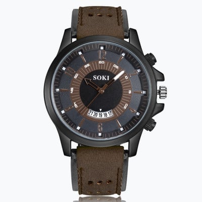 Ανδρικό ρολόι SOKI Sport Δερμάτινο Military Fashion Ρολόγια Ανδρικά Ημερολόγιο Ημερομηνία Απλή Hot Sales Ανδρικό ρολόι ρολόι relogio masculino