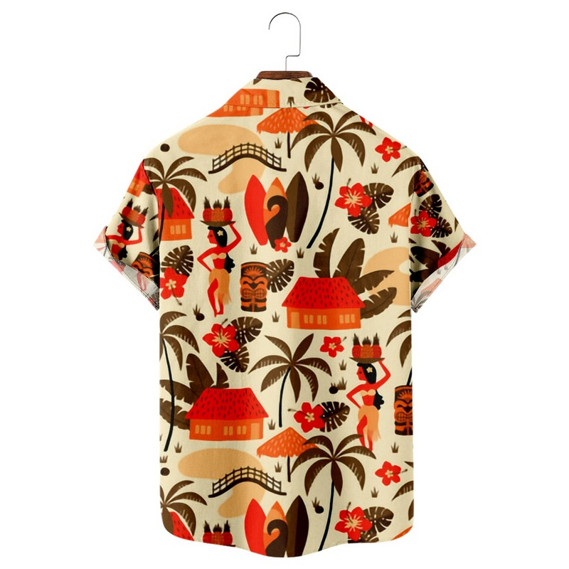 Aloha paplūdimio senoviniai hipių mergaičių spausdinti senoviniai marškiniai Madingi laisvalaikio havajietiško paplūdimio stiliaus vasariniai marškiniai vyrams ir moterims