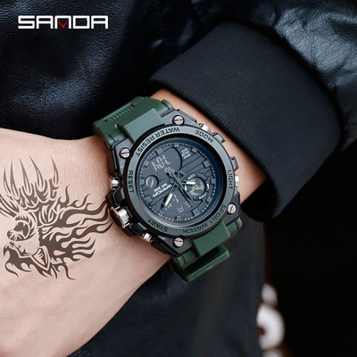 SANDA Órák 739 Férfi Sportórák Katonai kvarcóra Férfi Vízálló S Shock Clock Férfi karóra relogio masculino reloj hombre