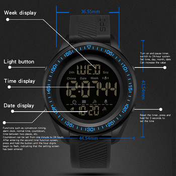 SANDA Αθλητικά Ρολόγια Ανδρικά 50M Αδιάβροχο Ρολόι χειρός διπλής αντίστροφης μέτρησης χρόνου Ψηφιακό ρολόι Ανδρικό ρολόι βηματόμετρο Relogio Masculino