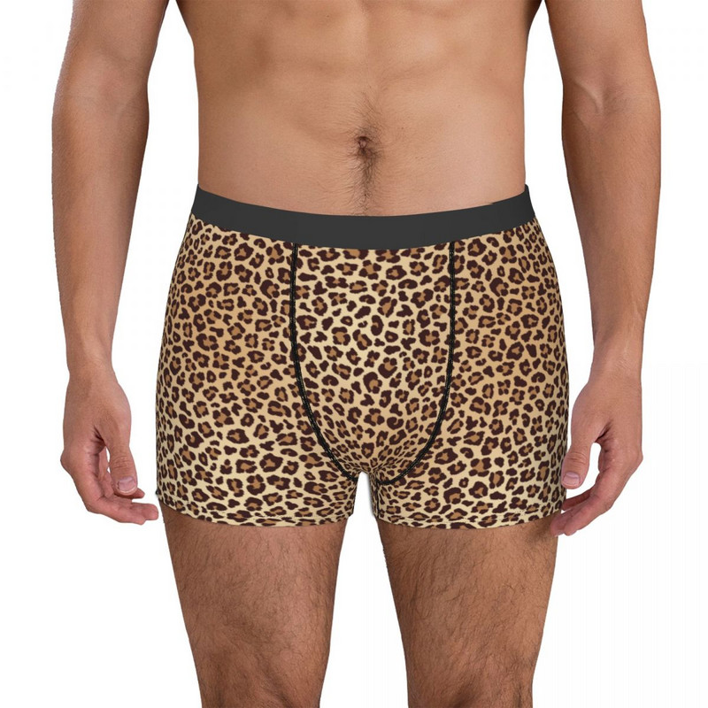 Leopárd szőr mintás alsónadrág pamut bugyi rövidnadrág boxer alsónadrág férfi fehérnemű nyomtatás