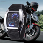 Νέας σχεδίασης Casual ρολόγια Led Cool Car Meter Dial Unisex Μαύρο Flash Dot Matrix Αγωνιστικό Ρολόι Αθλητικό Ρολόι Hot Orologio Uomo