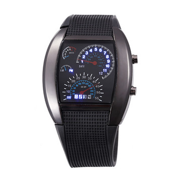 Νέας σχεδίασης Casual ρολόγια Led Cool Car Meter Dial Unisex Μαύρο Flash Dot Matrix Αγωνιστικό Ρολόι Αθλητικό Ρολόι Hot Orologio Uomo