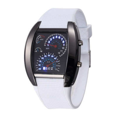 Νέας σχεδίασης Casual ρολόγια Led Cool Car Meter Dial Unisex Μαύρο Flash Dot Matrix Αγωνιστικό Ρολόι Αθλητικό Ρολόι Hot Orologio Uomo