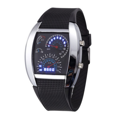 Νέας σχεδίασης Casual ρολόγια Led Cool Car Meter Dial Unisex Μαύρο Flash Dot Matrix Αγωνιστικό Ρολόι Αθλητικό Ρολόι Hot Orologio Uomo
