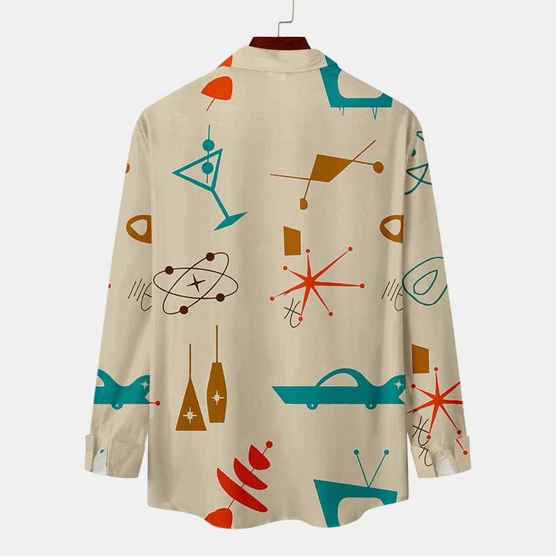 Férfi ing őszi hosszú ujjú szivárvány medúza mintás Hawaii ingek Retro Vintage utcai ruházat gombos blúz Chemise Ropa Hombre
