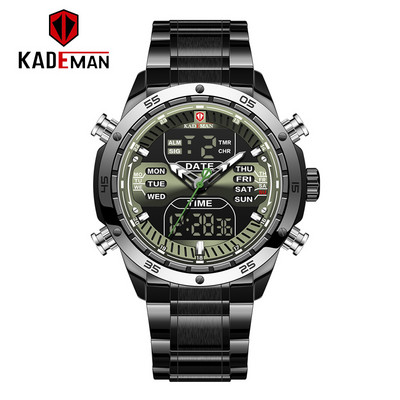 Ανδρικά ρολόγια καρπού στρατιωτικού τύπου Strong Style, Quartz Full Steel, Αδιάβροχο με διπλή οθόνη, Ανδρικά ρολόγια ρολογιών Relogio Masculino 2021