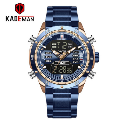 Ανδρικά ρολόγια καρπού στρατιωτικού τύπου Strong Style, Quartz Full Steel, Αδιάβροχο με διπλή οθόνη, Ανδρικά ρολόγια ρολογιών Relogio Masculino 2021