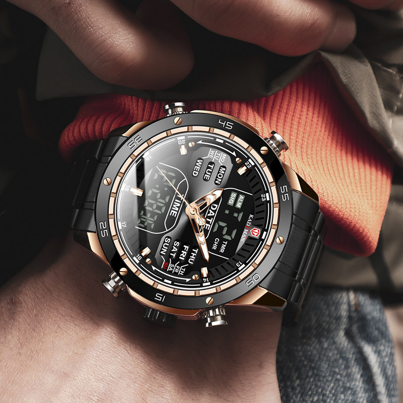 Ανδρικά ρολόγια καρπού στρατιωτικού τύπου Strong Style, Quartz Full Steel, Αδιάβροχο με διπλή οθόνη, Ανδρικά ρολόγια ρολογιών Relogio Masculino 2021