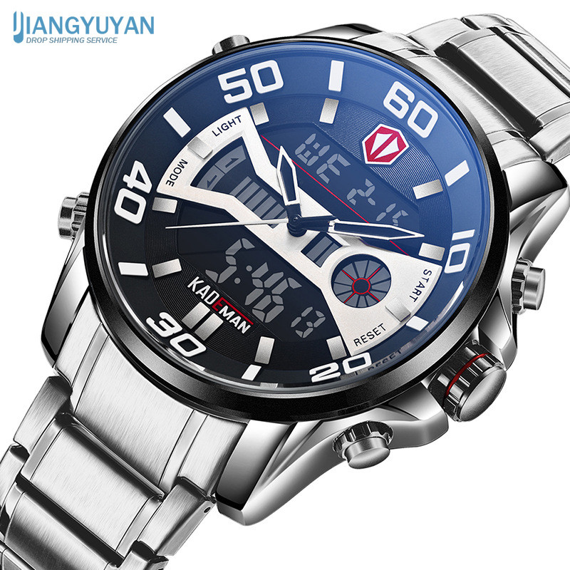 Ανδρικά ρολόγια καρπού στρατιωτικού τύπου Strong Style, Quartz Full Steel, Αδιάβροχο με διπλή οθόνη, Ανδρικά ρολόγια ρολογιών Relogio Masculino 2021