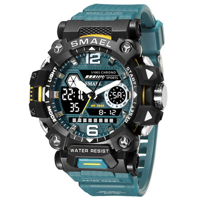 SMAEL Sport Dual Time Satovi za muškarce Vodootporni sat Vojno plavo pozadinsko svjetlo LED zaslon Alarm Štoperica Ručni sat Muški poklon
