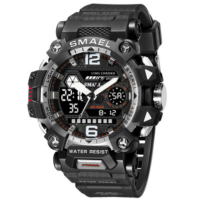 SMAEL Sport Dual Time Satovi za muškarce Vodootporni sat Vojno plavo pozadinsko svjetlo LED zaslon Alarm Štoperica Ručni sat Muški poklon