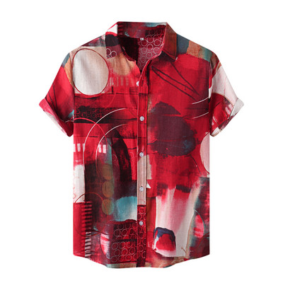 Etnilised 3D-prinditud särgid Meeste Urban vabaaja stiilis üherealised lühikeste varrukatega Harajuku särgid Suvised õhukesed ülisuured särgid