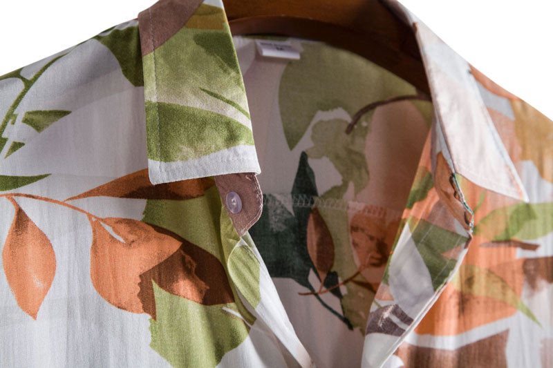 Stilīgi puķaini vīriešu Havaju pludmales krekli Kokvilnas īsām piedurknēm vasaras Aloha krekls gadījuma ballītei brīvdienu apģērbs brīvdienām Camisa