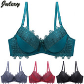 Julexy New 2021 Sexy Lace Push Up Γυναικείο Σετ Γυναικείο Σουτιέν Μασίφ εσώρουχα ABC Cup για γυναίκες Μαύρο κόκκινο μπεζ