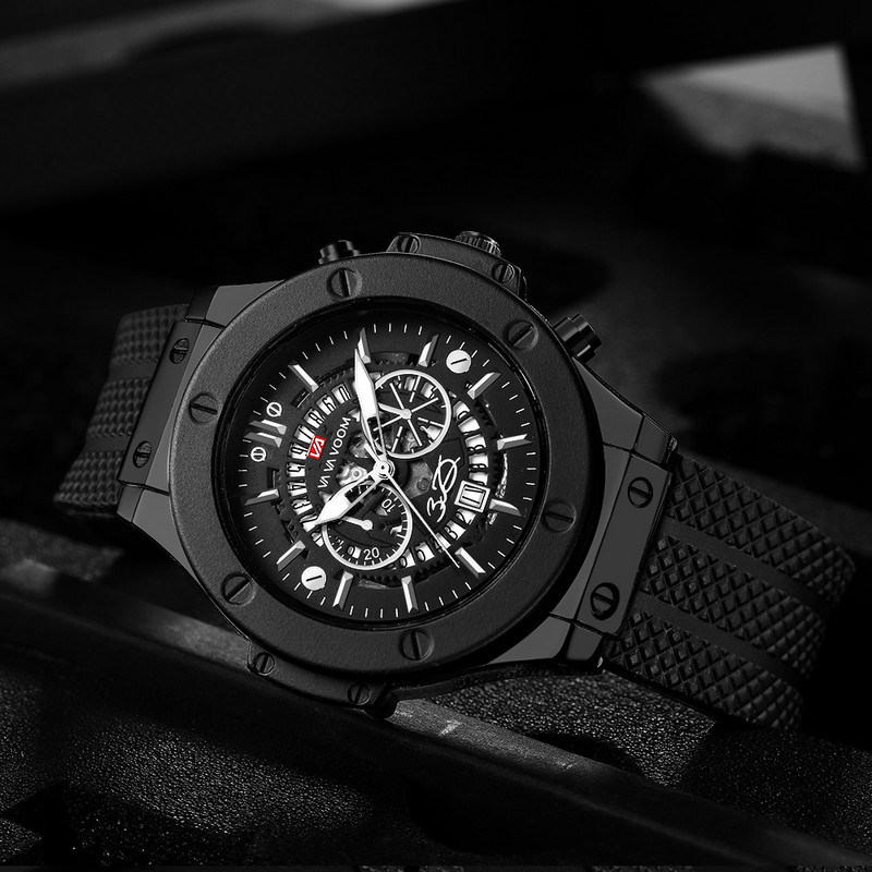 Ανδρικό ρολόι FashionVa Va Voom Κορυφαία μάρκα Luxury Sport Strap σιλικόνης Ιαπωνικό Movement Calendar Quartz Αδιάβροχο Relogio Masculino