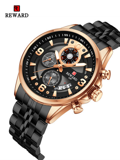REWARD Design kvarc karóra férfiaknak Sport vízálló órák rozsdamentes acél kronográf világító karóra