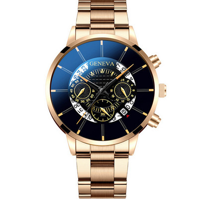 Κλασικό ρολόι Geneva Ανδρικό ρολόι Hot Fashion Ανδρικά κονδυλώματα χαλαζία Μαύρο ανοξείδωτο ατσάλι Reloj Hombre Relogio Masculino Ανδρικό ρολόι