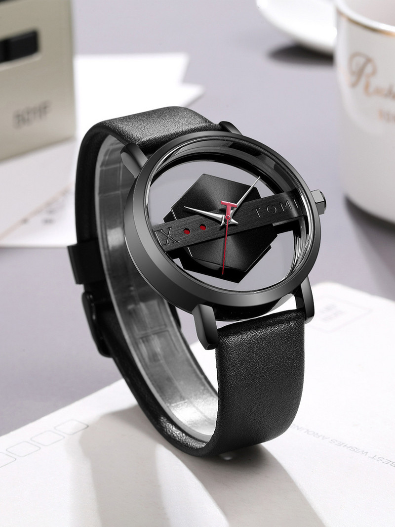 TOMI radošais pulkstenis vīriešiem 2023. gada jauns, stilīgs, daļēji caurspīdīgs rokas pulkstenis ar skeletu, unikāls sieviešu rokassprādze, vienkārša reloj hombr
