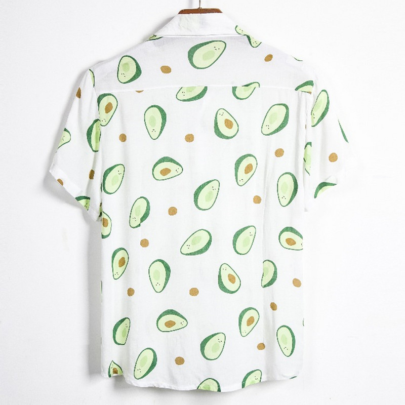 Υψηλής ποιότητας αναπνεύσιμο Avocado Print Plus Size Ανδρικό πουκάμισο Χαβάης καλοκαιρινό φθορίζον Camisa Masculina Casual