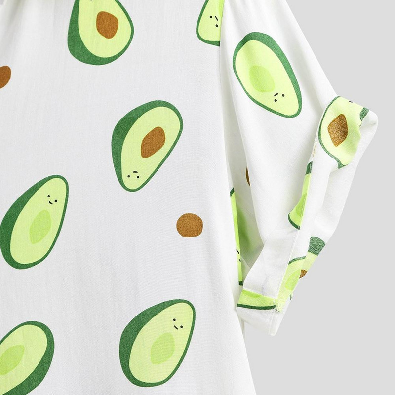 Υψηλής ποιότητας αναπνεύσιμο Avocado Print Plus Size Ανδρικό πουκάμισο Χαβάης καλοκαιρινό φθορίζον Camisa Masculina Casual