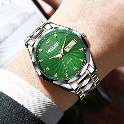 LANGLISHI Muški satovi od nehrđajućeg čelika 2023 modni novi ručni sat od ružičastog zlata Vodootporni svjetleći kvarcni satovi Relogio Masculino