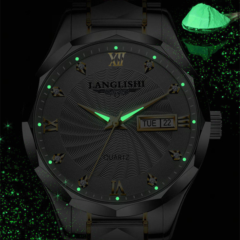 LANGLISHI Muški satovi od nehrđajućeg čelika 2023 modni novi ručni sat od ružičastog zlata Vodootporni svjetleći kvarcni satovi Relogio Masculino