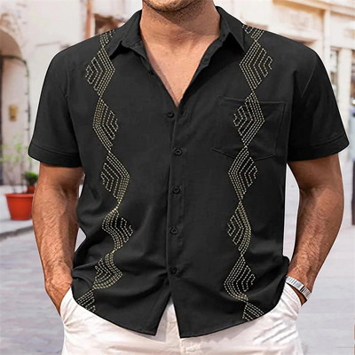 Vyriški viršutiniai drabužiai Vakarų genčių atvartais viršutiniai marškiniai languoti mados dizaino lauko laisvalaikio sportas 2023 m. pavasario vasara plius dydis