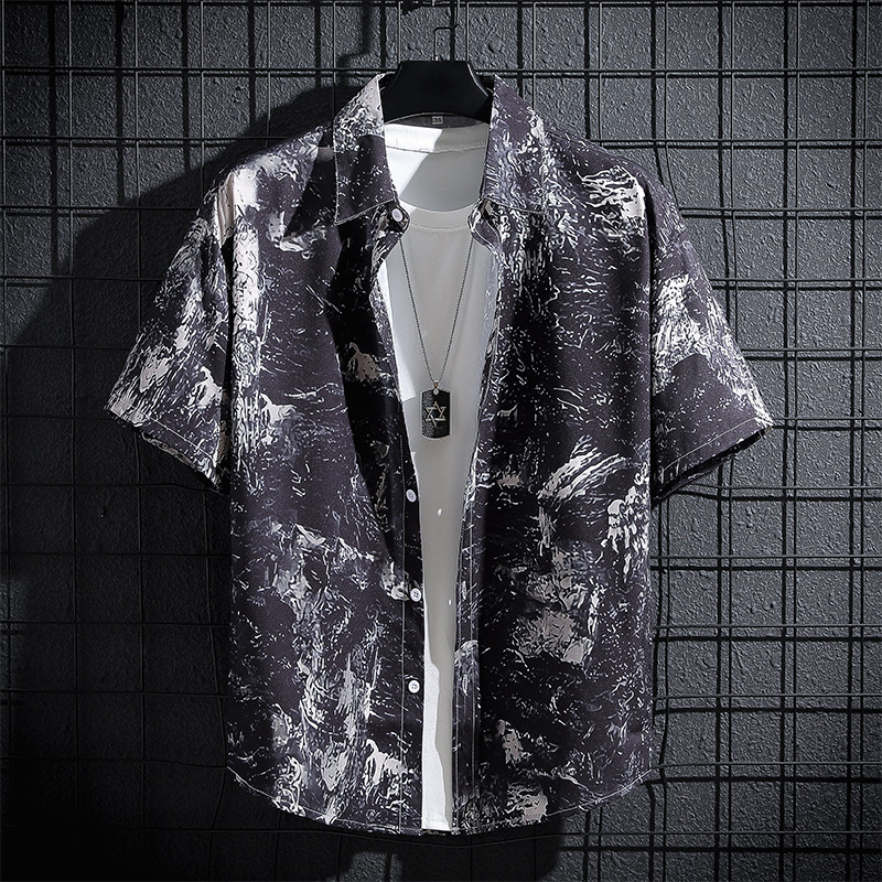 Új, rövid ujjú, nyomott férfi ing