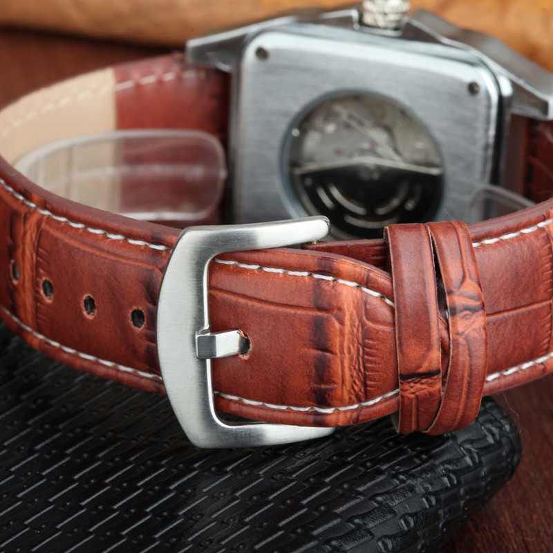 Mood Klassikaline Roma käekell Meeste väljak kellad Automaatsed mehaanilised käekellad Moodne skelett Relogio Masculino GOER