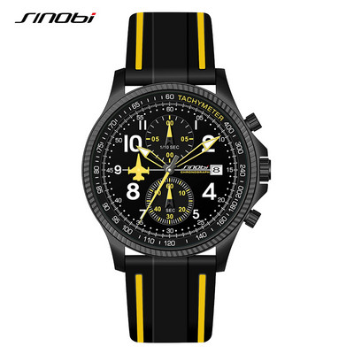 Új SINOBI Creative Design Repülőgép Chronograph Férfi karórák Eredeti Genfi Calender Man Quartz Karórák Top Sportóra