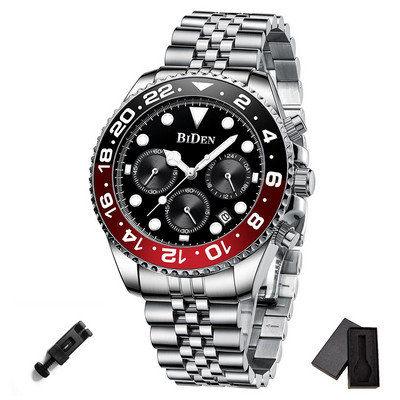 Luxus felső márkájú arany karóra férfi rozsdamentes acél pillangós csatos kronográf órák vízálló férfi üzleti ruha BIDEN óra