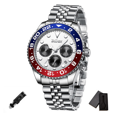 Luxus felső márkájú arany karóra férfi rozsdamentes acél pillangós csatos kronográf órák vízálló férfi üzleti ruha BIDEN óra