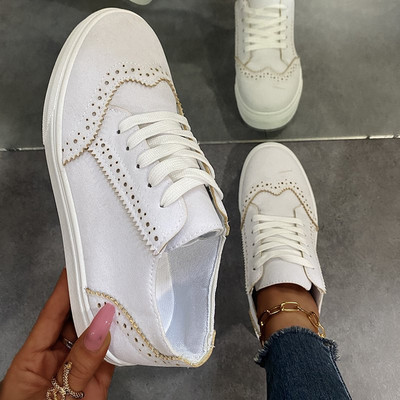 2022-es új alkalmi cipők női légáteresztő, alacsony szárú lapos cipők egyszínű, plusz méretű naplopók, fűzős, csúszásmentes cipők обувь женская