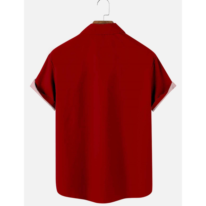 Férfi ruházat 50-es évek Rockabilly ingek Férfi rövid ujjú blúz felsők Ötvenes évek Bowling Alkalmi gombos ingek Camisa Masculina