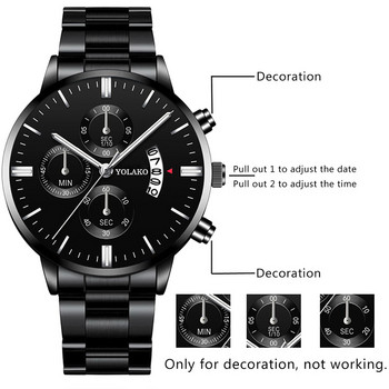 Reloj Hombre Fashion Ανδρικό ρολόι από ανοξείδωτο ατσάλι Πολυτελές ημερολόγιο ρολόι χειρός χαλαζία Επαγγελματικά ρολόγια ανδρικό ρολόι Relogio Masculino