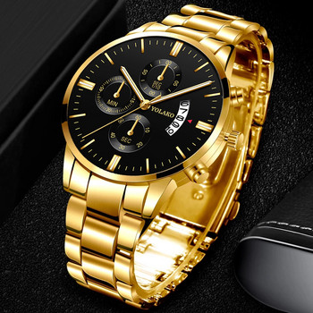 Reloj Hombre Fashion Ανδρικό ρολόι από ανοξείδωτο ατσάλι Πολυτελές ημερολόγιο ρολόι χειρός χαλαζία Επαγγελματικά ρολόγια ανδρικό ρολόι Relogio Masculino