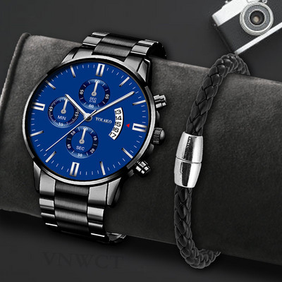 Reloj Hombre Fashion Ανδρικό ρολόι από ανοξείδωτο ατσάλι Πολυτελές ημερολόγιο ρολόι χειρός χαλαζία Επαγγελματικά ρολόγια ανδρικό ρολόι Relogio Masculino