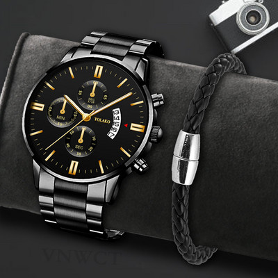 Reloj Hombre Fashion Ανδρικό ρολόι από ανοξείδωτο ατσάλι Πολυτελές ημερολόγιο ρολόι χειρός χαλαζία Επαγγελματικά ρολόγια ανδρικό ρολόι Relogio Masculino