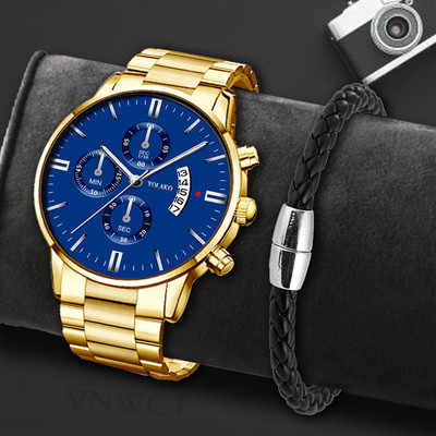 Reloj Hombre Fashion Ανδρικό ρολόι από ανοξείδωτο ατσάλι Πολυτελές ημερολόγιο ρολόι χειρός χαλαζία Επαγγελματικά ρολόγια ανδρικό ρολόι Relogio Masculino