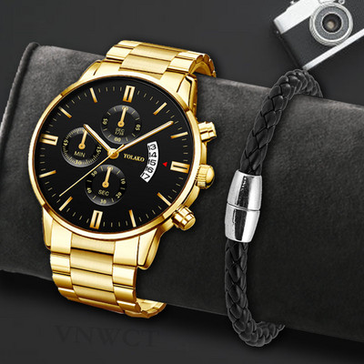 Reloj Hombre Fashion Ανδρικό ρολόι από ανοξείδωτο ατσάλι Πολυτελές ημερολόγιο ρολόι χειρός χαλαζία Επαγγελματικά ρολόγια ανδρικό ρολόι Relogio Masculino