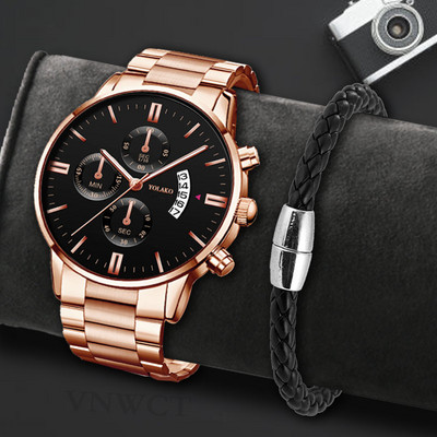 Reloj Hombre Fashion Ανδρικό ρολόι από ανοξείδωτο ατσάλι Πολυτελές ημερολόγιο ρολόι χειρός χαλαζία Επαγγελματικά ρολόγια ανδρικό ρολόι Relogio Masculino