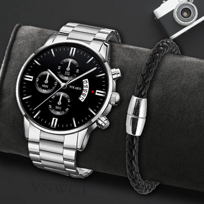 Reloj Hombre Fashion Ανδρικό ρολόι από ανοξείδωτο ατσάλι Πολυτελές ημερολόγιο ρολόι χειρός χαλαζία Επαγγελματικά ρολόγια ανδρικό ρολόι Relogio Masculino